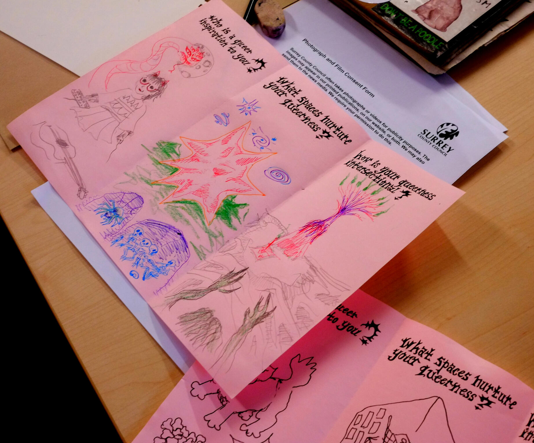 Mapping Queer Utopias zine workshop for Guildford Library, 2025